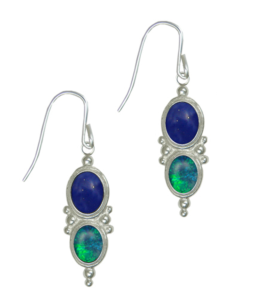 Sterling Silver Drop Dangle Earrings With Lapis Lazuli